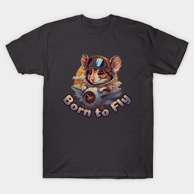 Born To Fly Cute Rat T-Shirt by Odetee